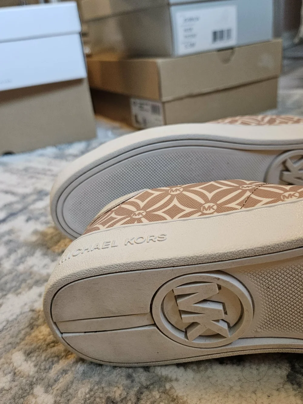 Michael Kors Women's Pink Beige Logo Sneakers